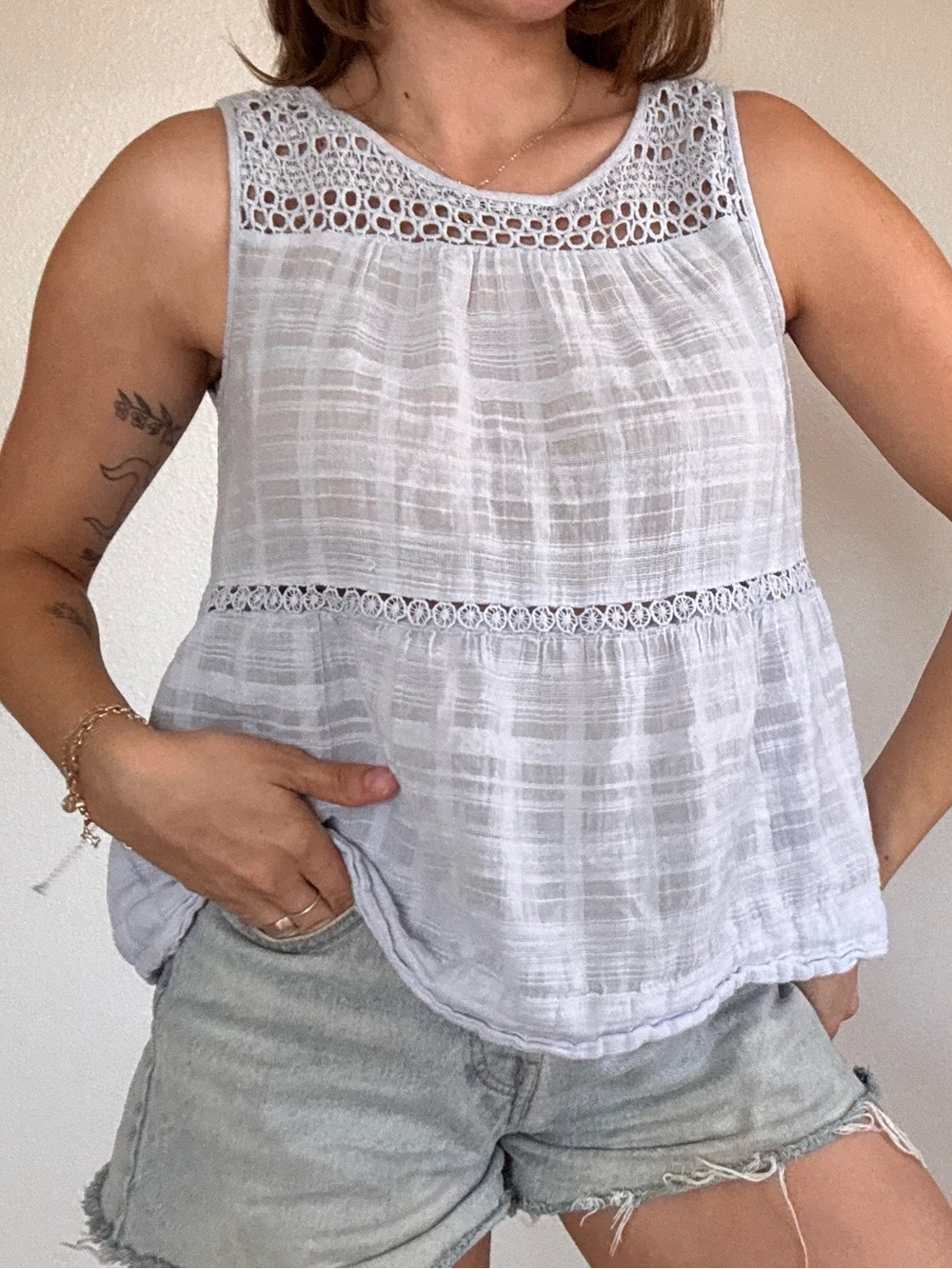 LOFT Light Blue Sleeveless Tank - Picture 3 of 8